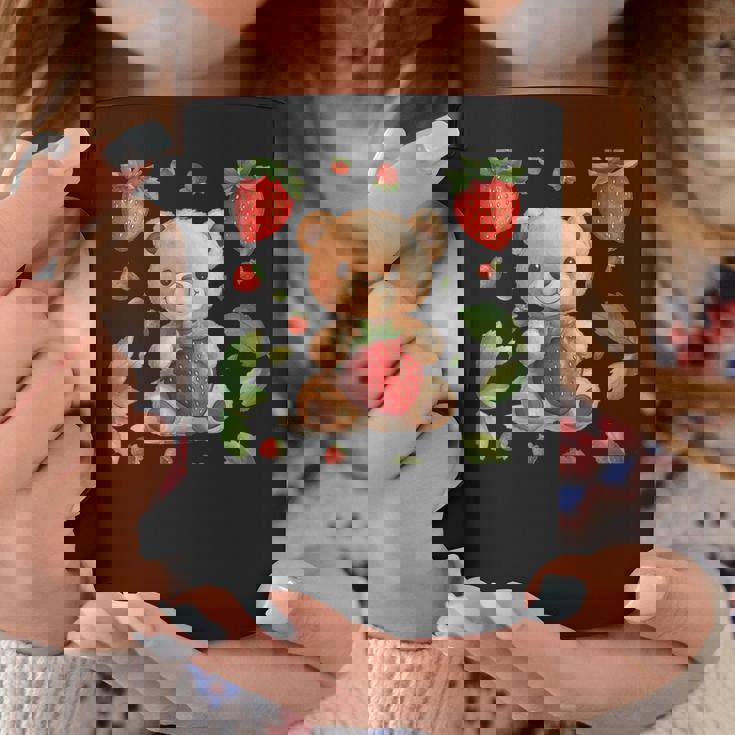 イチゴファンのための素敵なフルーツとテディベアのコスチューム コーヒーマグ 面白い贈り物