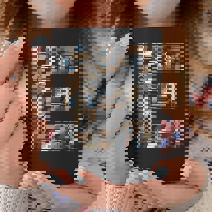 イニシャル 名前 文字 E アルファベット キュービズム アートスタイル 長袖tシャツ コーヒーマグ 面白い贈り物