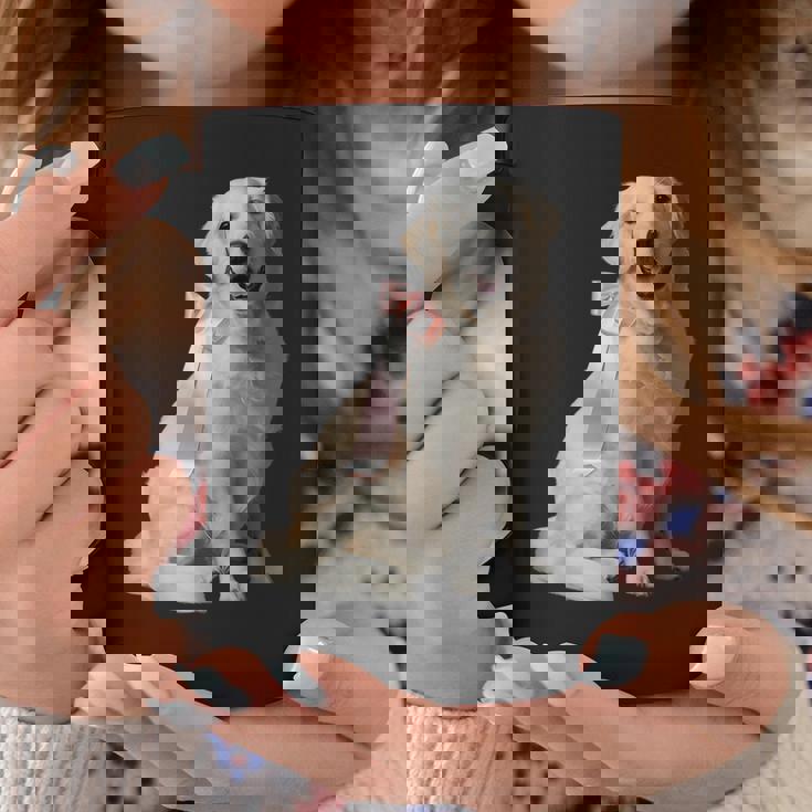 イングリッシュクリーム ゴールデンレトリバー 子犬 ピンク リボン クリーン ガール コーヒーマグ 面白い贈り物