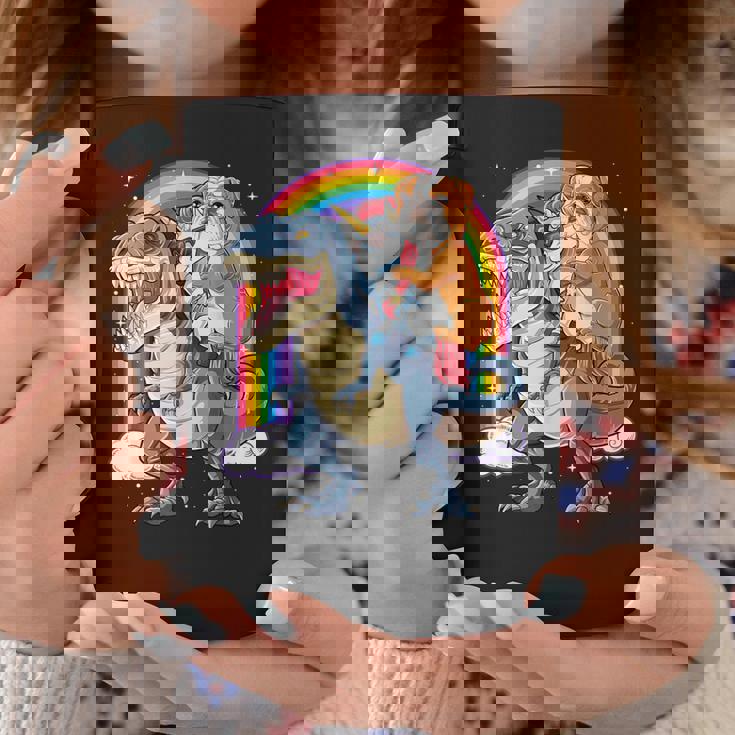 イングリッシュブルドッグ ユニコーン ライディング ダイナソー Tレックス ギフト メンズ レディース コーヒーマグ 面白い贈り物