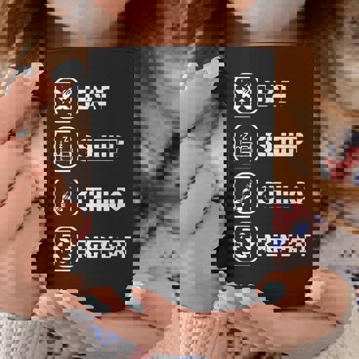 イート・スリープ・チェロ・リピート コーヒーマグ 面白い贈り物