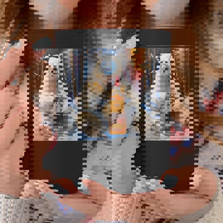 ウイスキーが飲みたいと目で訴える白熊 半袖 男女兼用 コーヒーマグ 面白い贈り物