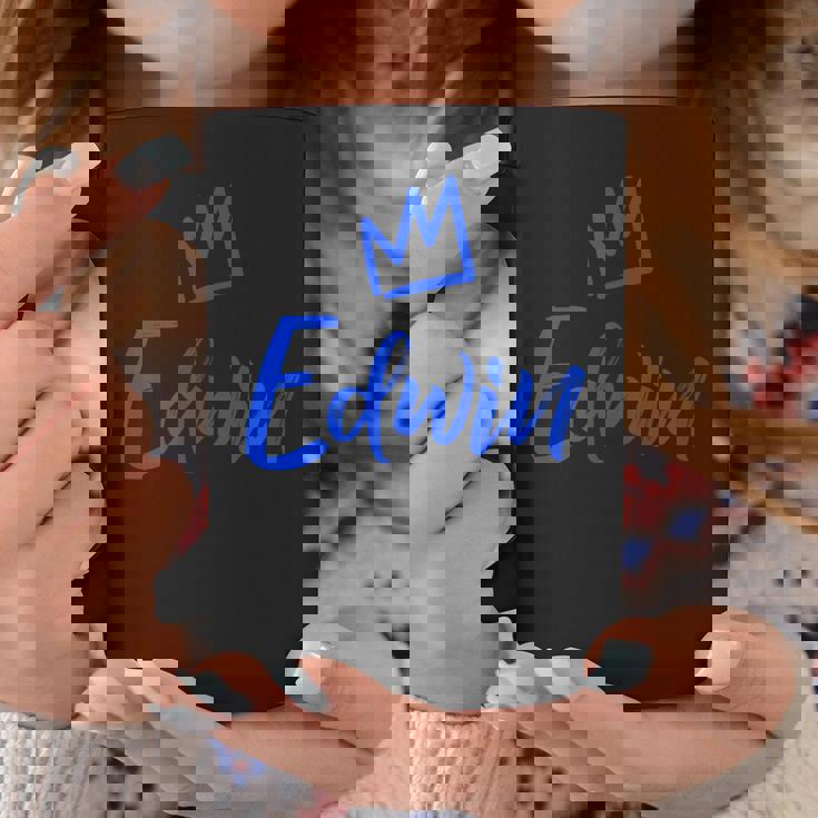 エドウィン ザ・キングブルークラウン&ネーム 男性用 エドウィンと呼ばれる コーヒーマグ 面白い贈り物