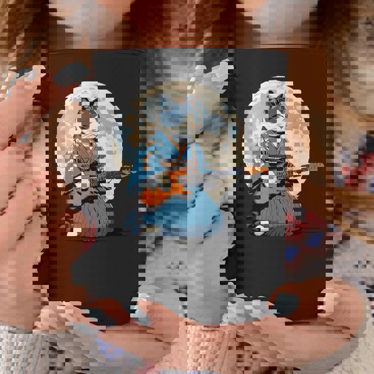 エレキギターを弾く日本猫 着物&猫ギター コーヒーマグ 面白い贈り物