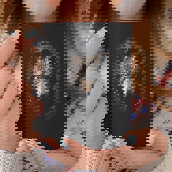 オオカミ イラスト 抽象画 動物 プリント グラフィック オオカミ コーヒーマグ 面白い贈り物