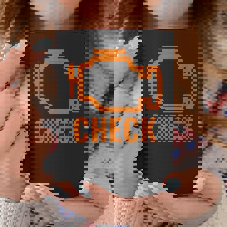 オレンジ色の車のエンジンダッシュボード警告灯 面白いメカニック。 コーヒーマグ 面白い贈り物