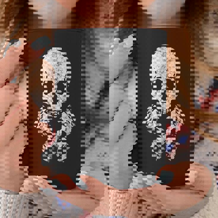 オートバイのホットロッドスカルとクロスボーンピストン コーヒーマグ 面白い贈り物