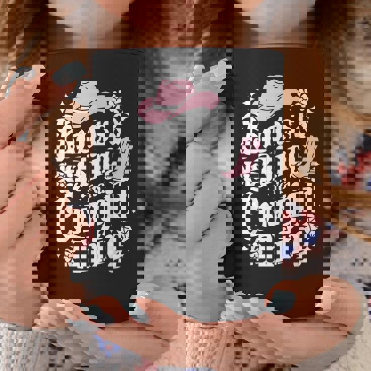 カウガールブーツ、キラキラ、カントリーミュージックギフト コーヒーマグ 面白い贈り物