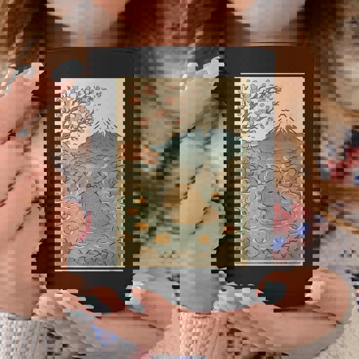 カピバラ 桜と温泉のカワイイアート コーヒーマグ 面白い贈り物