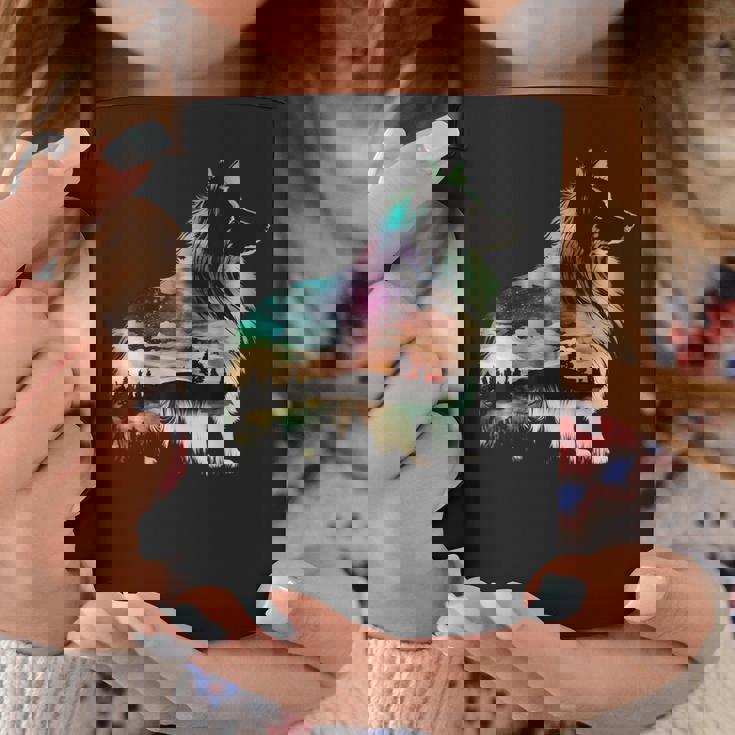 カラフル シェルティ 自然 シェットランド シープドッグ 反射 コーヒーマグ 面白い贈り物