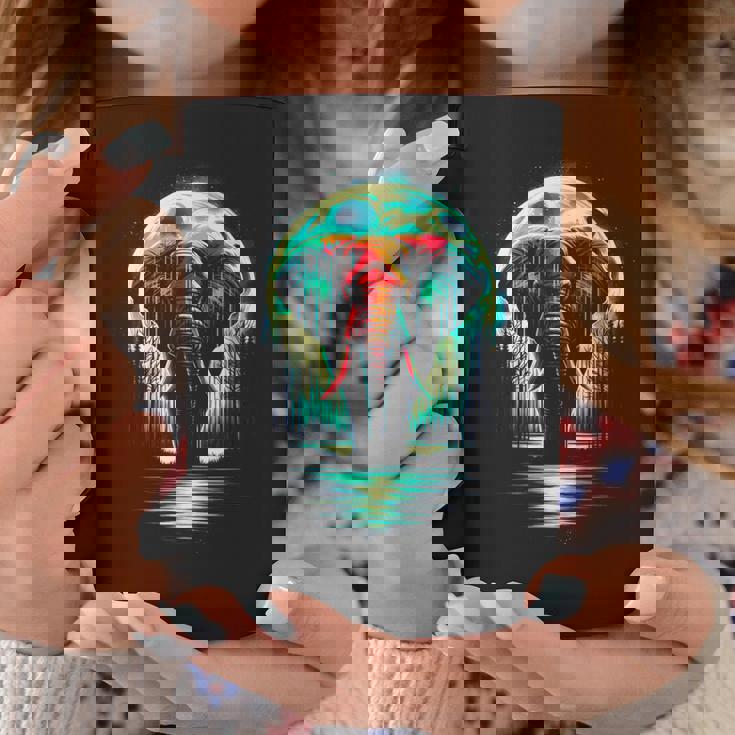 カラフル 象 精霊 動物 かっこいい イラスト アート コーヒーマグ 面白い贈り物