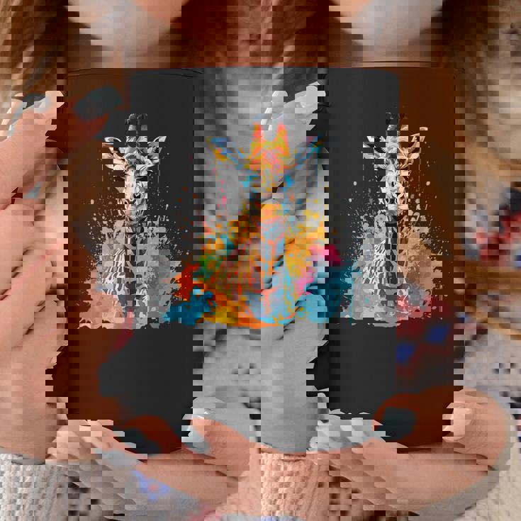 カラフルなキリン 動物 恋人 スプラッシュアート コーヒーマグ 面白い贈り物