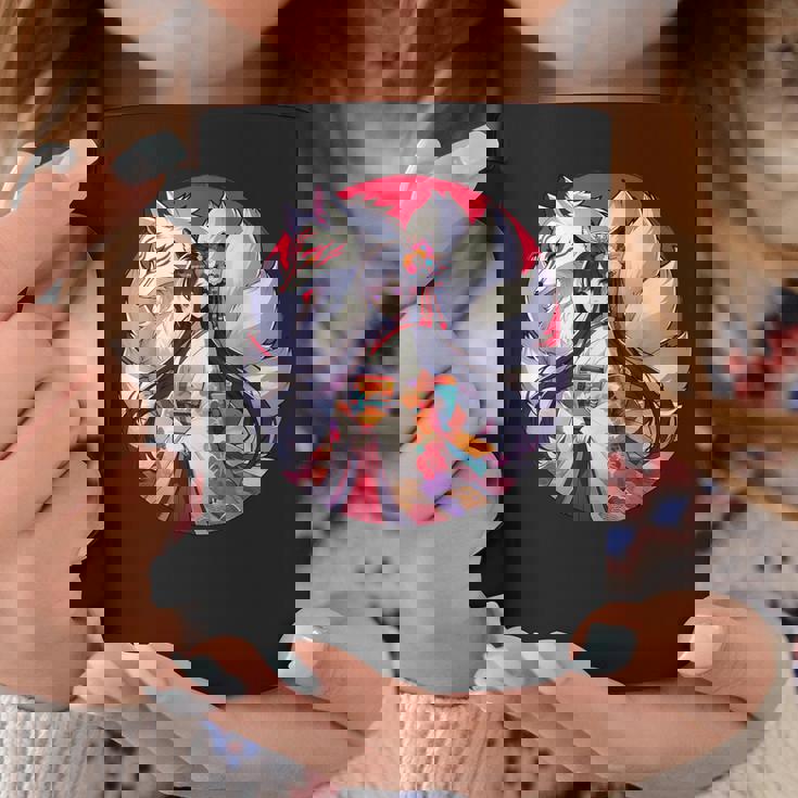 キツネ 九尾狐と日本アニメ 女の子 コーヒーマグ 面白い贈り物