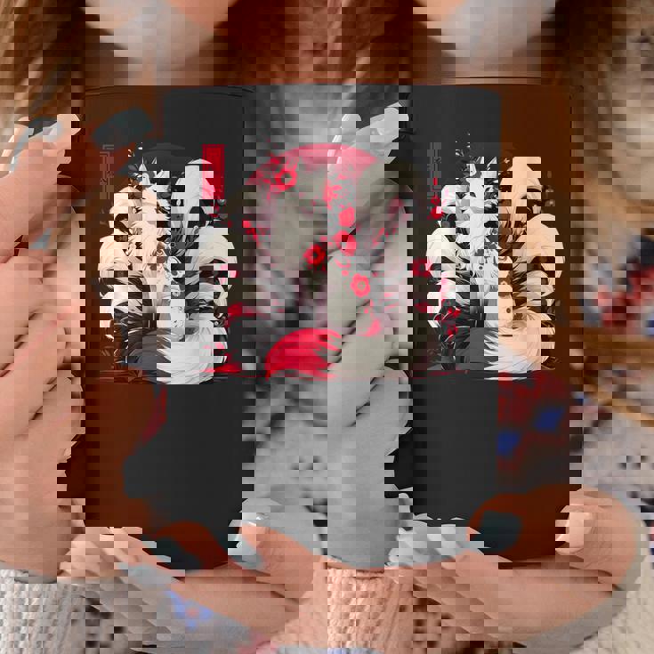 キツネ キツネ 赤いクモユリ 花 日本の九尾キツネ コーヒーマグ 面白い贈り物