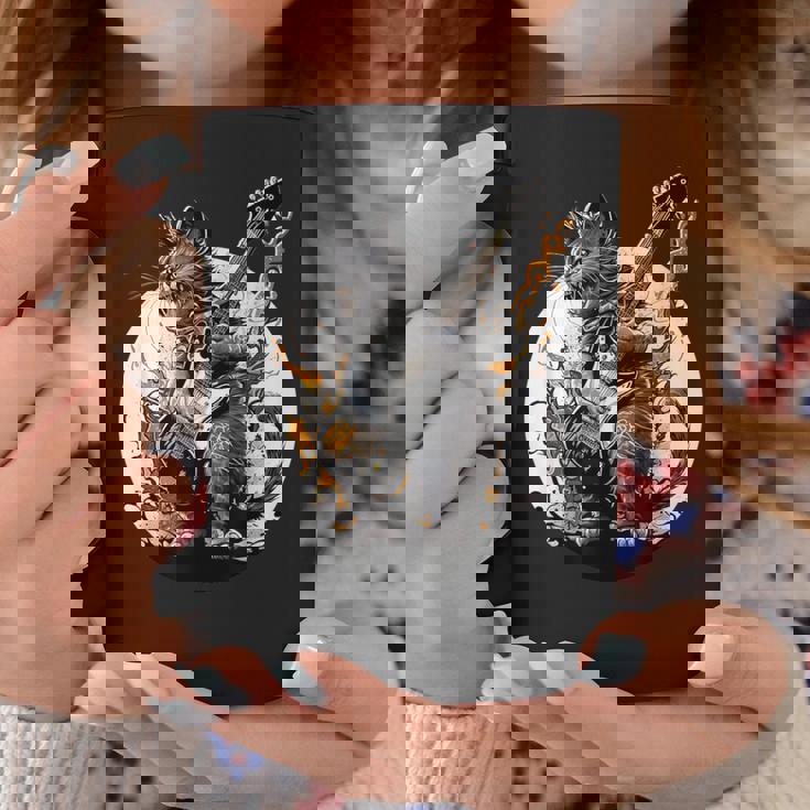 ギターを持った猫 ロックミュージックキャット ヘヴィメタルキャット コーヒーマグ 面白い贈り物