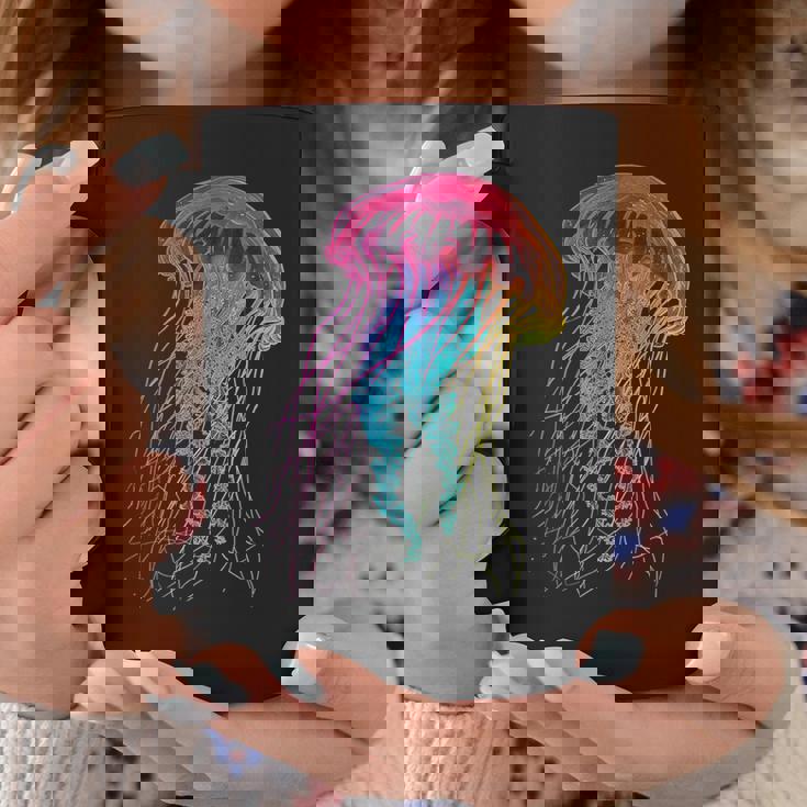 クラゲ カラフル ファンタジー 動物 アート グラフィック クラゲ コーヒーマグ 面白い贈り物