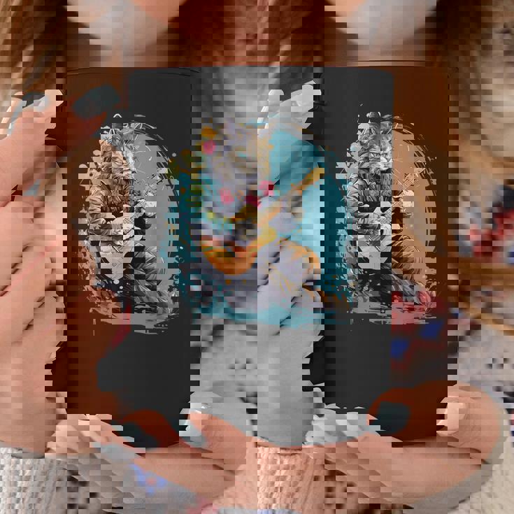 クラシックギターを弾く猫 猫 ギター 音楽 コーヒーマグ 面白い贈り物