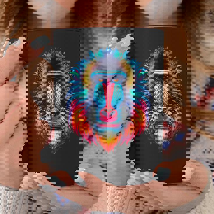 クール マンドリル 猿の精霊 動物 イラスト 絞り染め アート コーヒーマグ 面白い贈り物