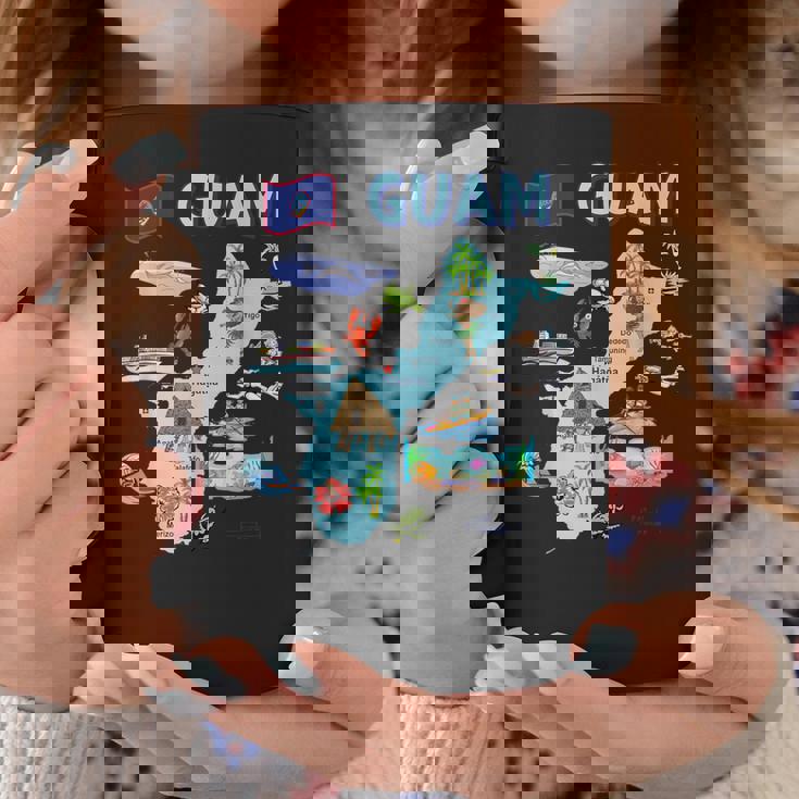 グアム、主要都市、旗、アメリカの観光名所地図 コーヒーマグ 面白い贈り物