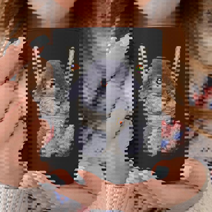 グレー 兎 うさぎ 抱っこ 抱っこ紐 コーヒーマグ 面白い贈り物