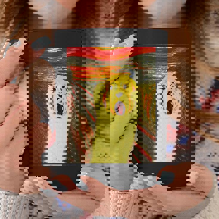 ゴールデンレトリバー 面白いtシャツ 犬 ムンクの叫び かわいい メンズ 子供 おもしろ 服 グッズ ネタ コーヒーマグ 面白い贈り物