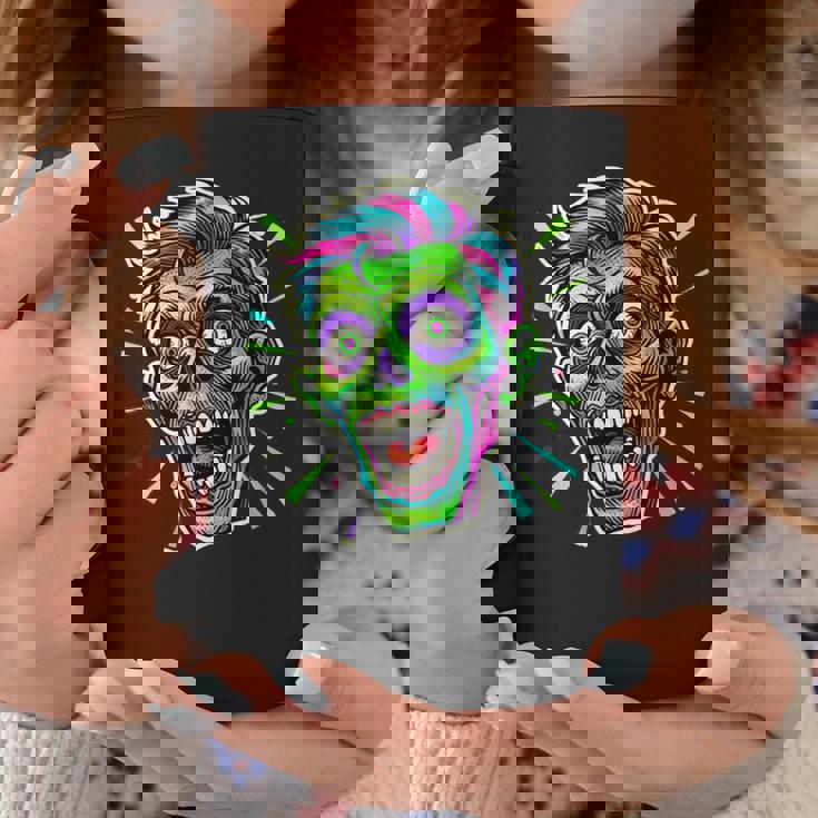 サイケデリック ゾンビヘッド ホラーアート 不気味なアンデッド コーヒーマグ 面白い贈り物