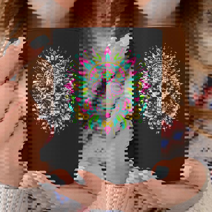 サイケデリックシュガースカルtシャツ 鮮やかでカラフルな死者の日 コーヒーマグ 面白い贈り物