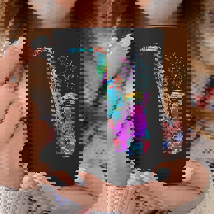 サクソフォン プレーヤー ジャズ 音符 サクソフォン カラフル サックス コーヒーマグ 面白い贈り物