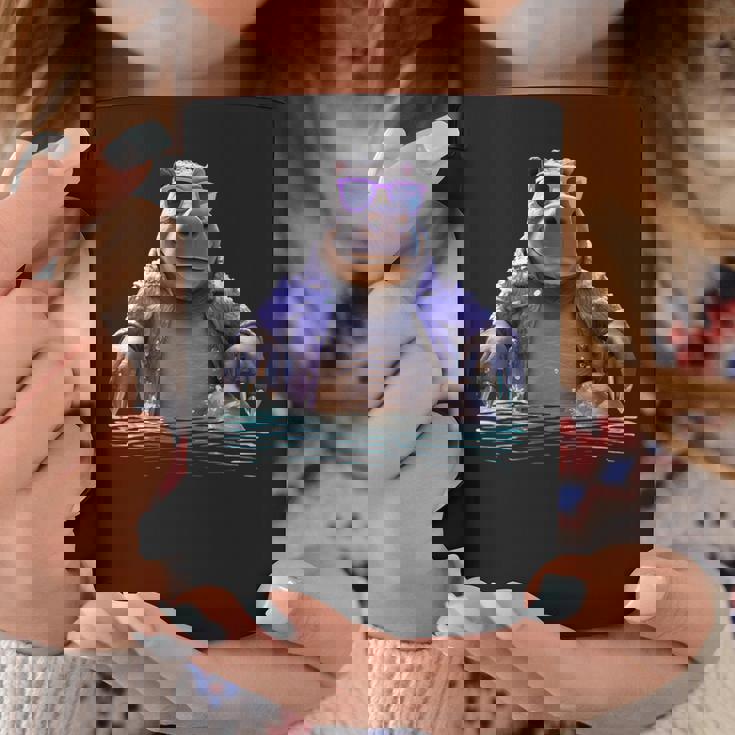 サングラスをかけたカバ カバ かわいいカバ コーヒーマグ 面白い贈り物