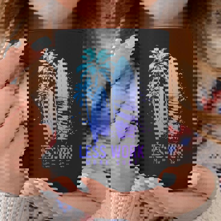 サーフィン ヴィンテージ サーフボード ヤシの木 ビーチ 面白い サーファー コーヒーマグ 面白い贈り物