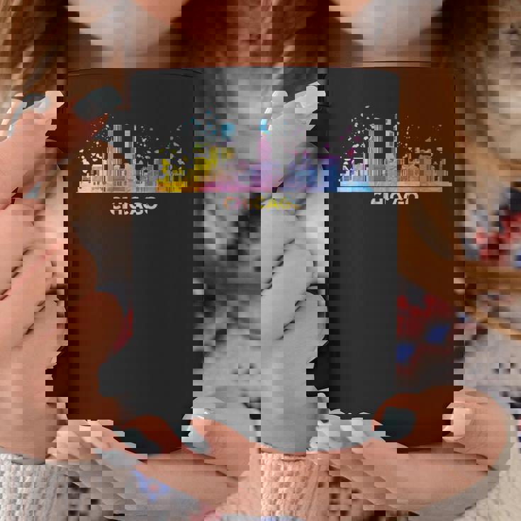 シカゴのスカイライン カラフル 街並み シカゴ コーヒーマグ 面白い贈り物