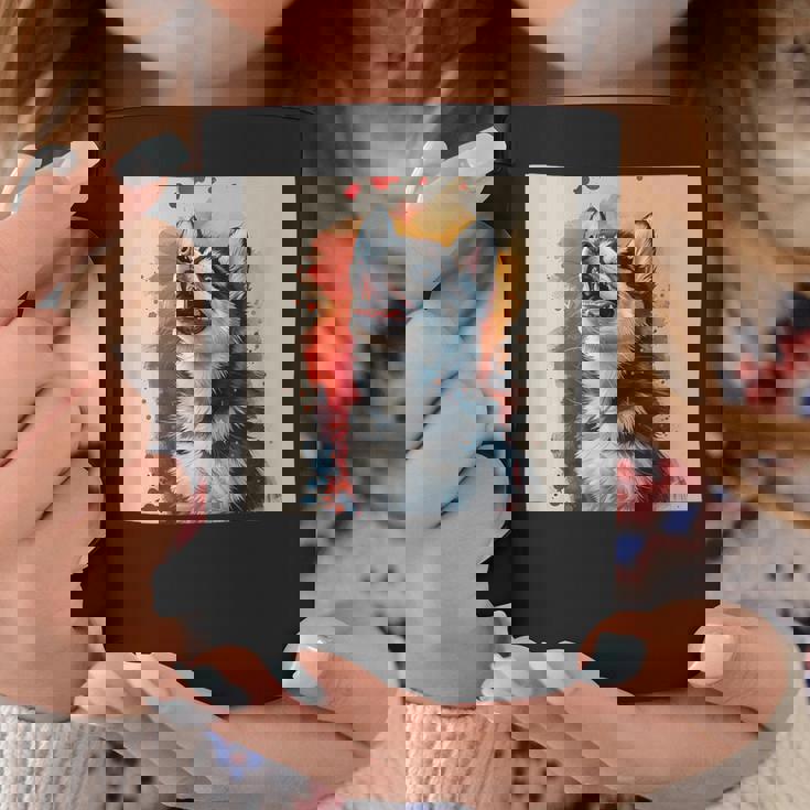 シベリアンハスキー子犬の笑いグラフィック。 コーヒーマグ 面白い贈り物