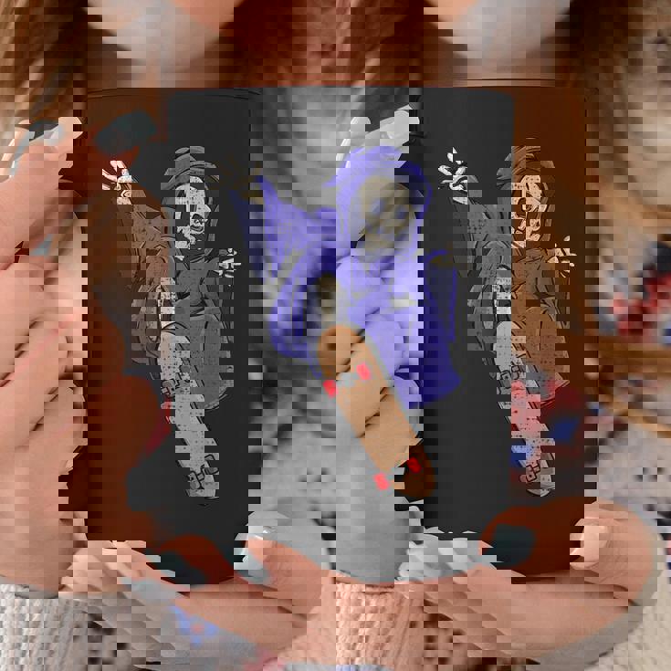 スケボーに乗る骸骨 スケーター ハロウィン コーヒーマグ 面白い贈り物