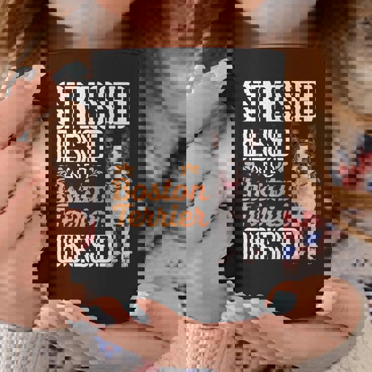 ストレスド・ブレスド・オブセスド・ボストン・テリア コーヒーマグ 面白い贈り物