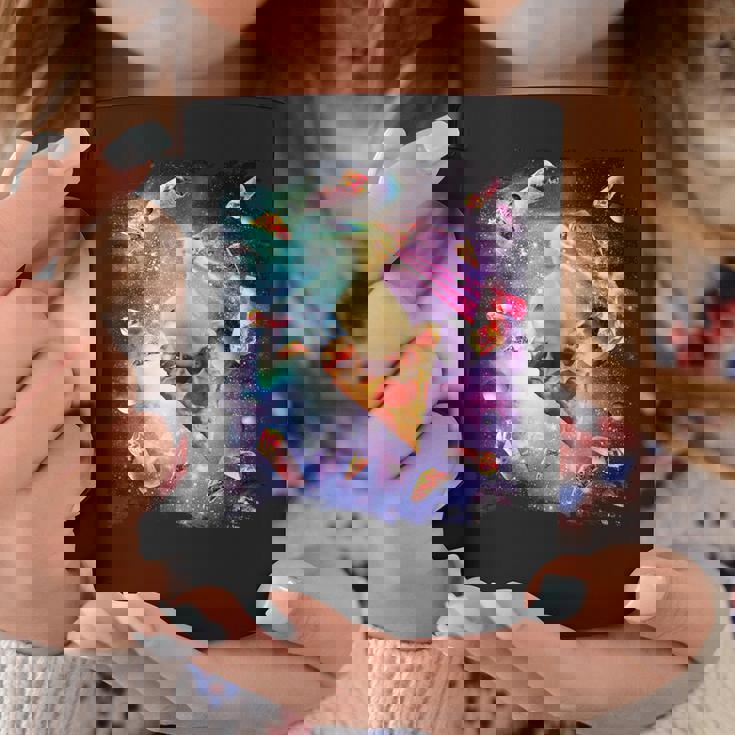 スペースレーザーアヒル食べるピザ、ギャラクシーダック。 コーヒーマグ 面白い贈り物