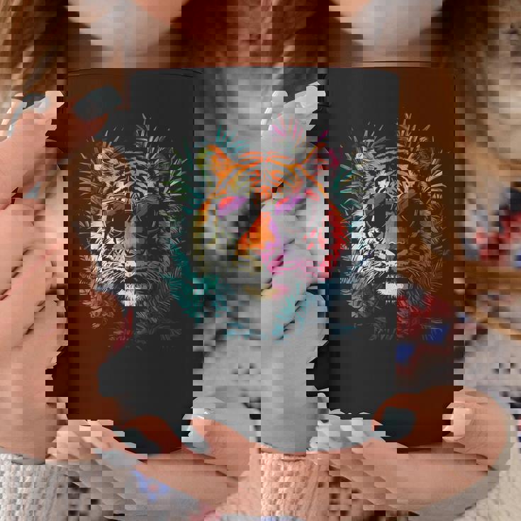 タイガーフェイス 動物好きモチーフ サングラス イラスト 虎 コーヒーマグ 面白い贈り物