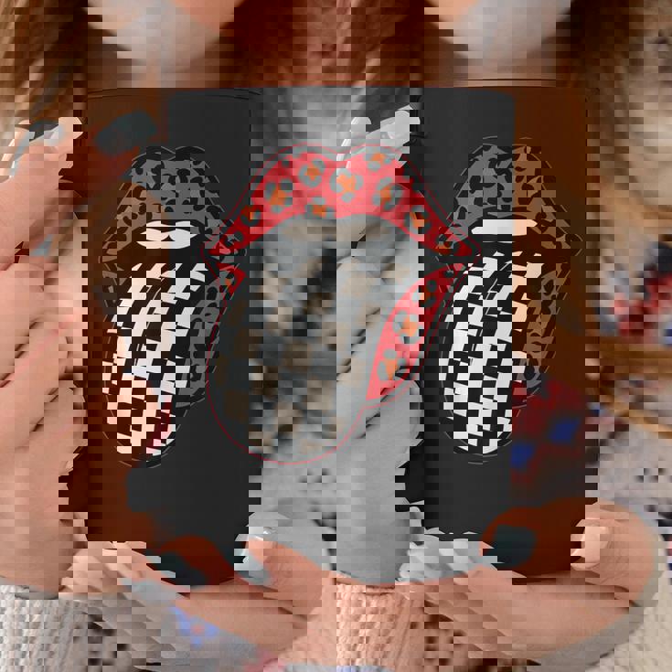 チェック 舌 赤 ヒョウ 唇 レース コーヒーマグ 面白い贈り物
