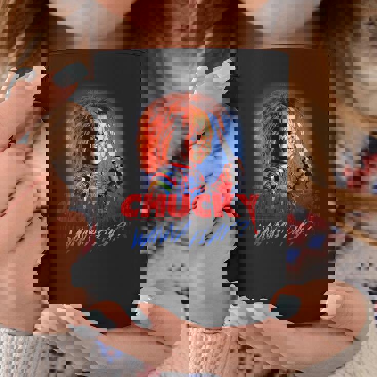 チャッキー・ワナ・プレイ・ブラッディ・ナイフ コーヒーマグ 面白い贈り物