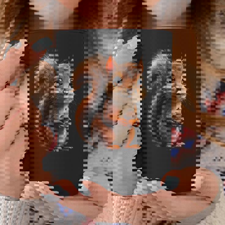 ドングリを持ったかわいいリスのデザイン コーヒーマグ 面白い贈り物