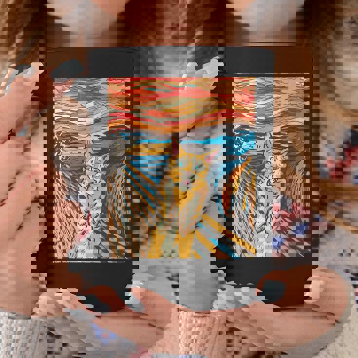 ニャンコの叫び 面白いtシャツ 猫 ムンクの叫び パロディ ネコ メンズ 子供 おもしろ 服 おもしろグッズ ネタ コーヒーマグ 面白い贈り物