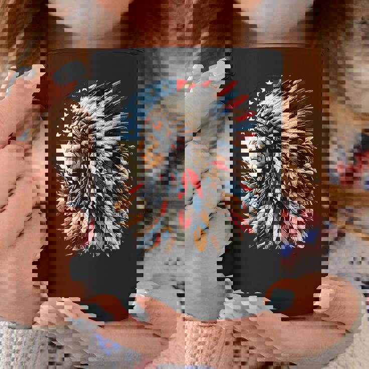 ネイティブアメリカン インディアン チーフ アメリカ国旗 先住民 コーヒーマグ 面白い贈り物