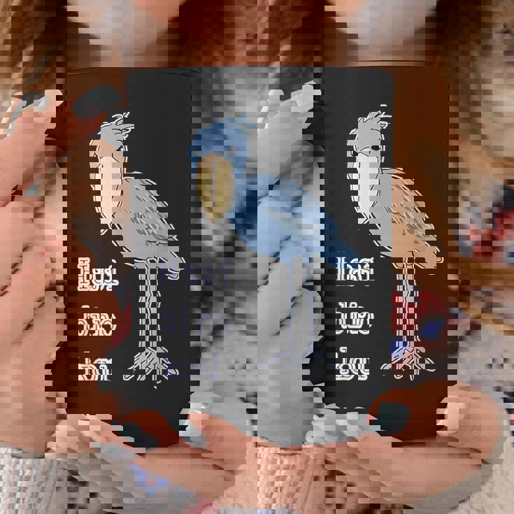 ハシビロコウさん 『セルフィー』青い鳥【どうぶつフレンズ 】ゆるくて かわいい 動物園の生き物 イラスト コーヒーマグ 面白い贈り物