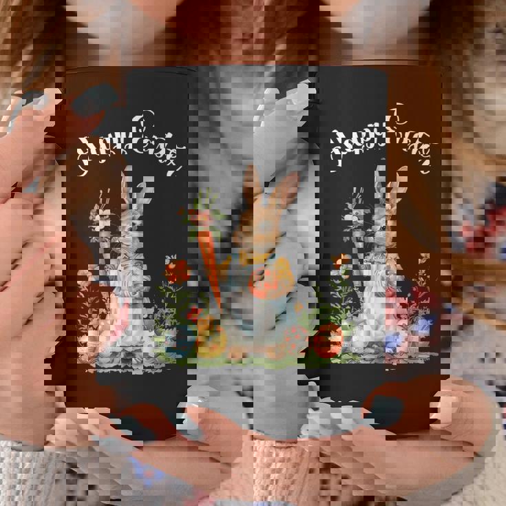 ハッピーイースターバニーニンジンイースターエッグ イースターラビットアートワーク コーヒーマグ 面白い贈り物