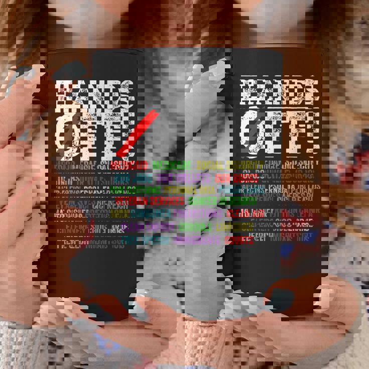 ハンズオフ抗議 社会保障とメディケア抗議 コーヒーマグ 面白い贈り物