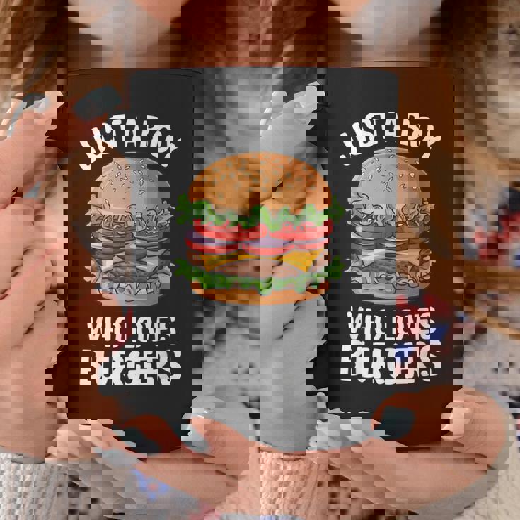 ハンバーガーが大好きな少年 おもしろハンバーガー好き コーヒーマグ 面白い贈り物