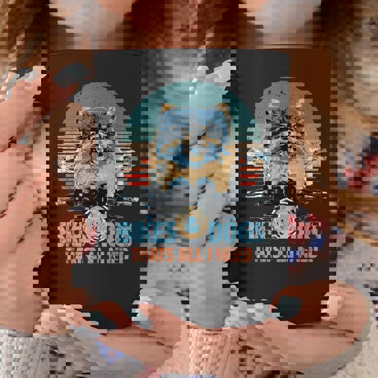 バイク&犬 かわいいポメラニアン ポメラニアン オートバイ コーヒーマグ 面白い贈り物