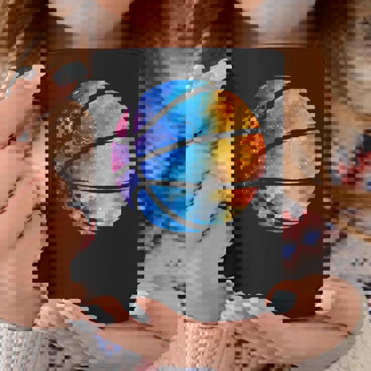 バスケットボールのシルエットカラフルな水彩画 コーヒーマグ 面白い贈り物