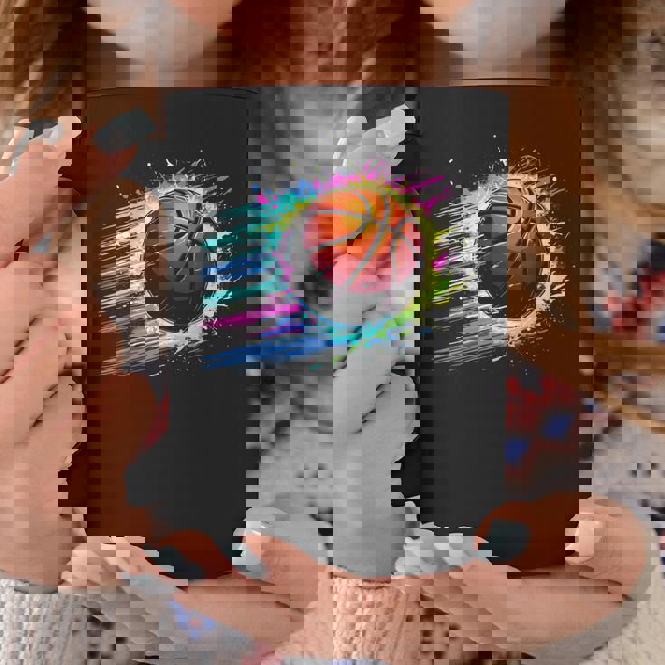 バスケットボール選手 カラフル タイダイ カラーアート スポーツ愛好家 コーヒーマグ 面白い贈り物