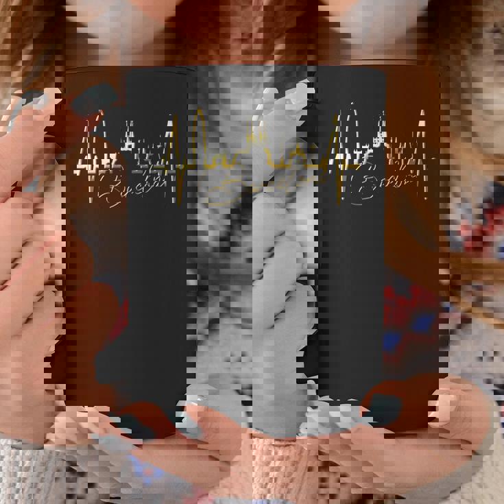 バルセロナのスカイライン ハートビート スペイン バルセロナ大好きi Love Barcelona コーヒーマグ 面白い贈り物