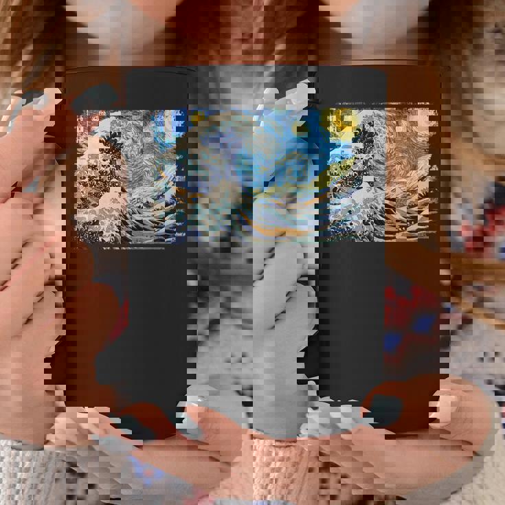 バンゴッホの星空と北斎の富嶽三十六景波絵の融合 コーヒーマグ 面白い贈り物